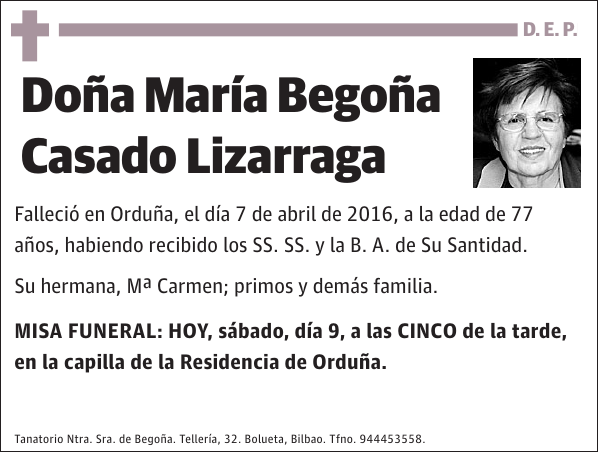 María Begoña Casado Lizarraga