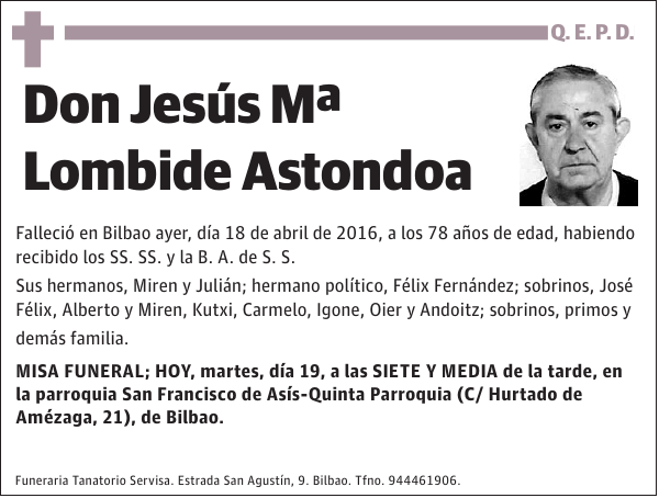 Jesús Mª Lombide Astondoa