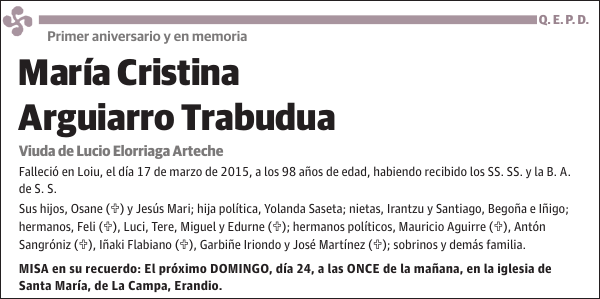 María Cristina Arguiarro Trabudua