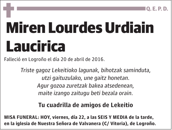 Miren Lourdes Urdiain Laucirica