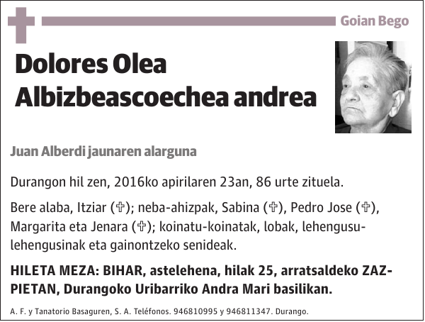 Dolores Olea Albizbeascoechea