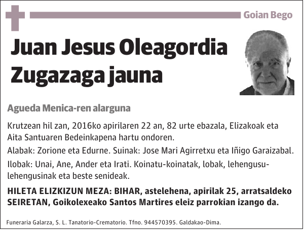 Juan Jesus Oleagordia Zugazaga