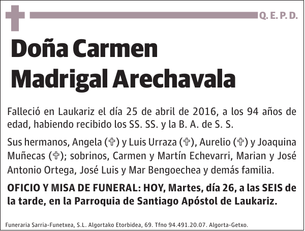 Carmen Madrigal Arechavala