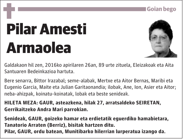 Pilar Amesti Armaolea Galdakaon