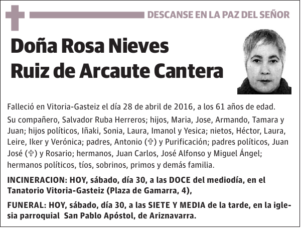 Rosa Nieves Ruiz de Arcaute Cantera