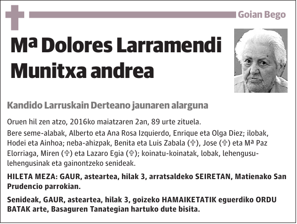 Mª Dolores Larramendi Munitxa