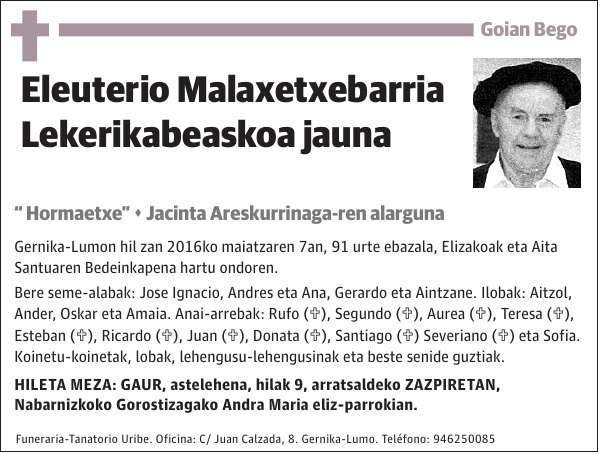 Eleuterio Malaxetxebarria Lekerikabeaskoa