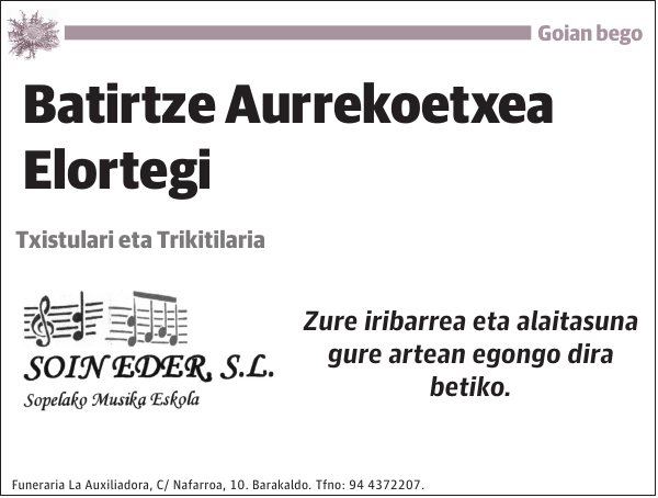 Batirtze Aurrekoetxea Elortegi