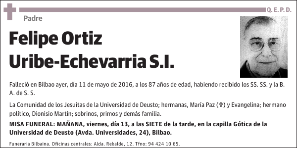 Padre Felipe Ortiz Uribe-Echevarria S.I.