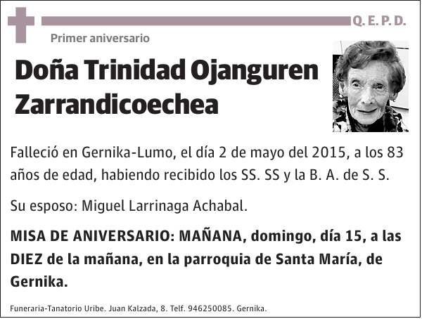 Trinidad Ojanguren Zarrandicoechea