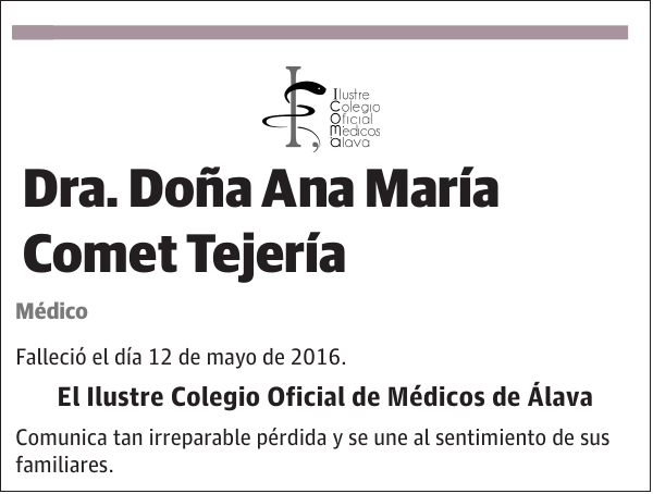 Dra. Ana María Comet Tejería