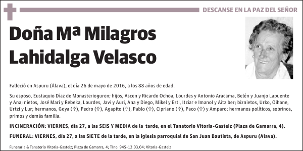 María Milagros Lahidalga Velasco