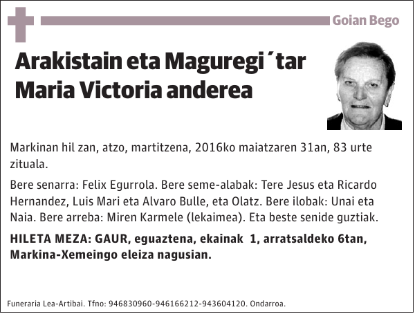 Arakistain eta Maguregi tar Maria Victoria