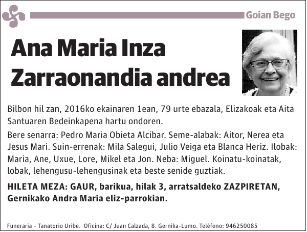 Ana Maria Inza Zarraonandia