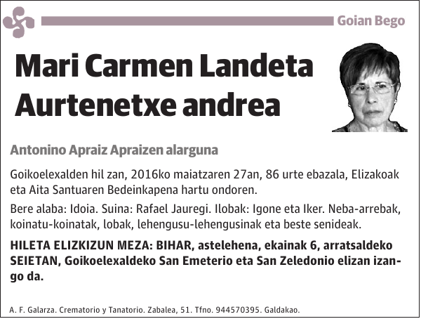 Mari Carmen Landeta Aurtenetxe