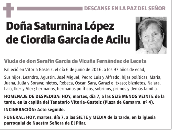 Saturnina López de Ciordia García de Acilu