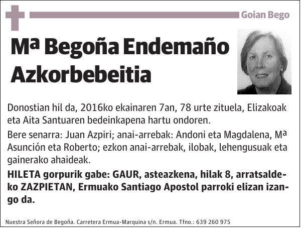 Mª Begoña Endemaño Azkorbebeitia