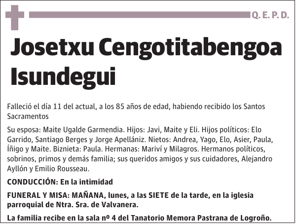 Josetxu Cengotitabengoa Isundegui