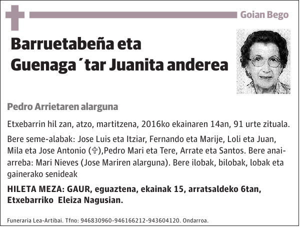 Barruetabeña eta Guenaga tar Juanita