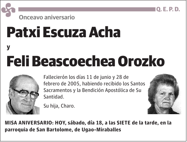 Patxi Escuza Acha y Feli Beascoechea Orozko