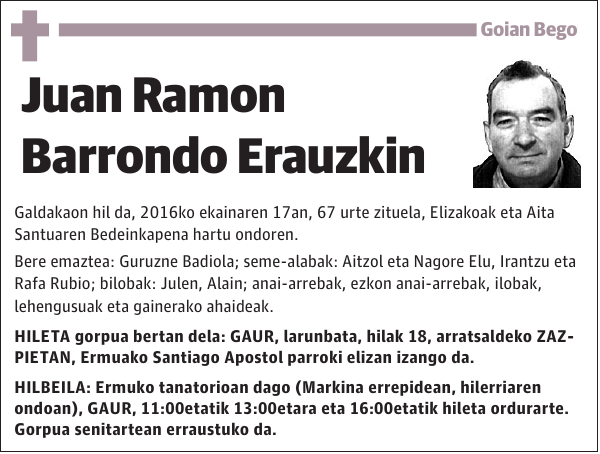 Juan Ramon Barrondo Erauzkin Galdakaon