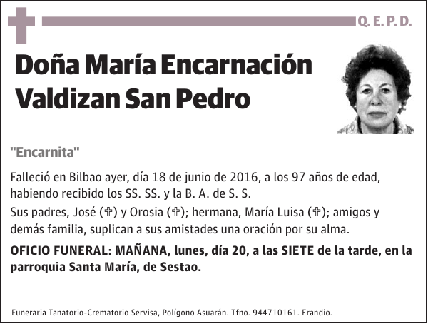 María Encarnación Valdizan San Pedro