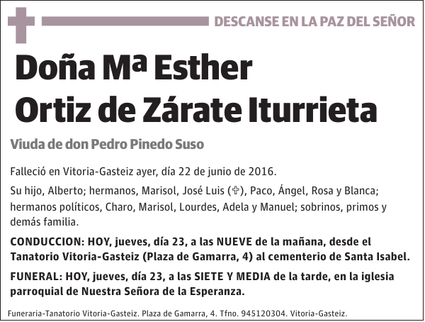 Mª Esther Ortiz de Zárate Iturrieta