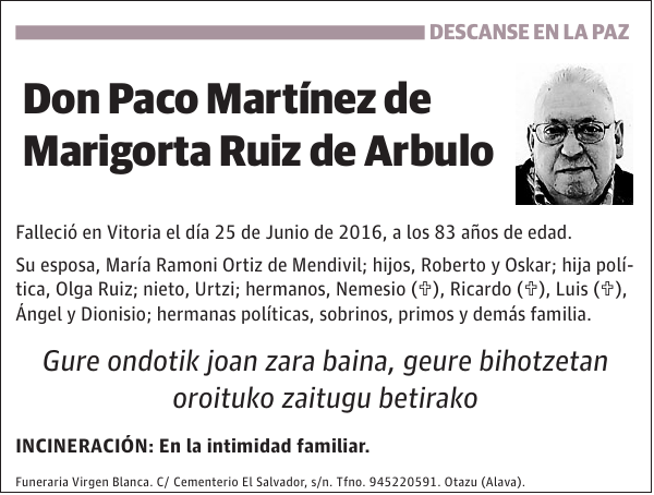 Paco Martínez de Marigorta Ruiz de Arbulo