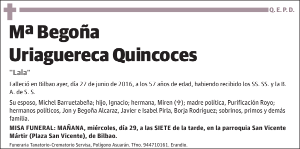 Mª Begoña Uriaguereca Quincoces