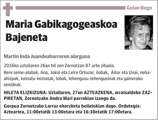 Maria Gabikagogeaskoa Bajeneta