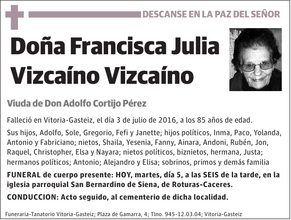 Francisca Julia Vizcaíno Vizcaíno