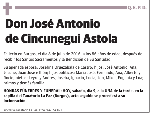 José Antonio de Cincunegui Astola