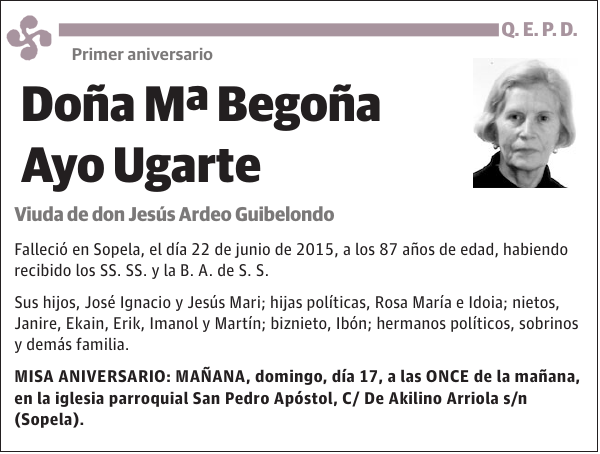 Mª Begoña Ayo Ugarte