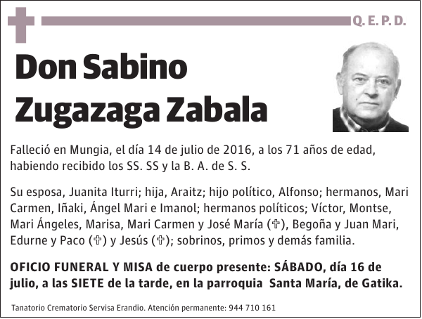 Sabino Zugazaga Zabala