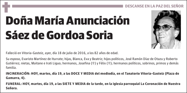 María Anunciación Sáez de Gordoa Soria