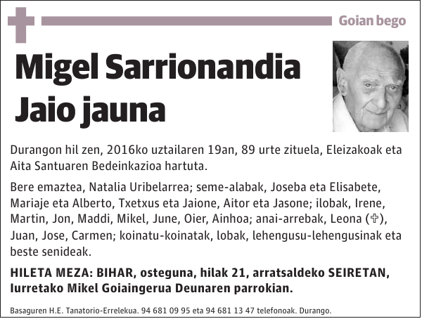 Migel Sarrionandia Jaio