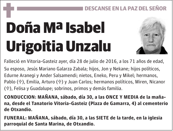 Mª Isabel Urigoitia Unzalu