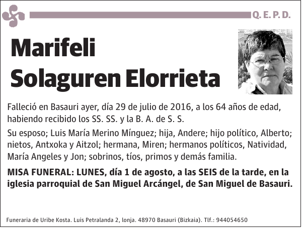 Marifeli Solaguren Elorrieta