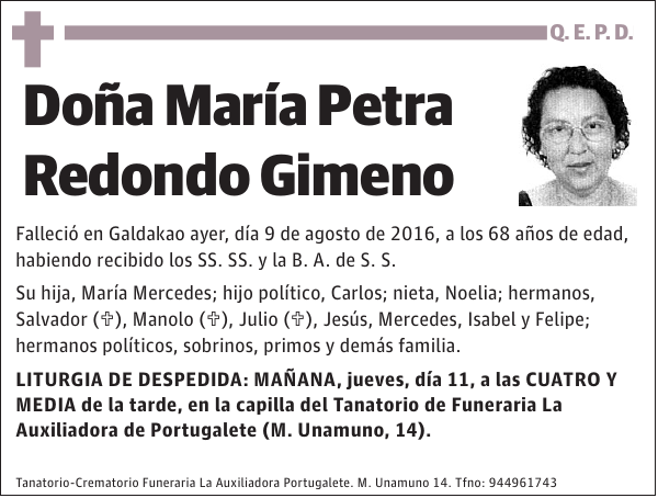 María Petra Redondo Gimeno