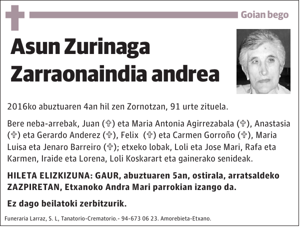 Asun Zurinaga Zarraonaindia