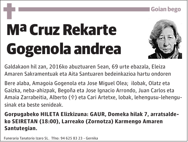 Mª Cruz Rekarte Gogenola