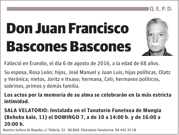 Juan Francisco Bascones Bascones