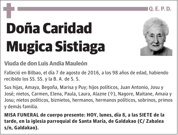 Caridad Mugica Sistiaga