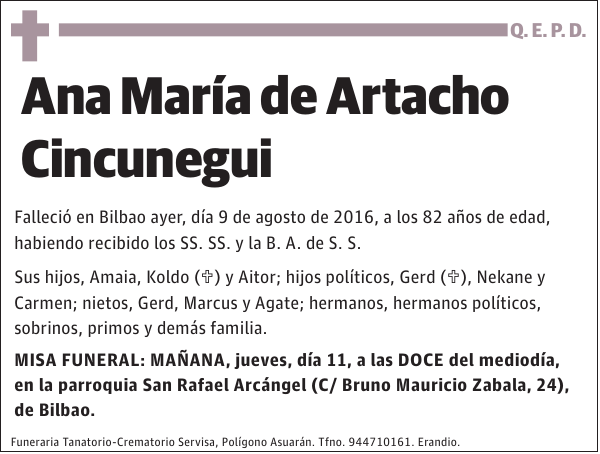 Ana María de Artacho Cincunegui