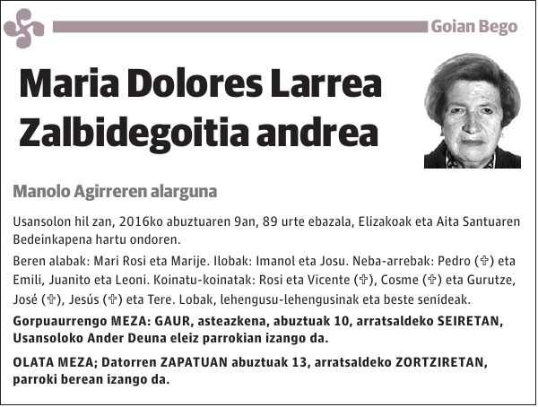 Maria Dolores Larrea Zalbidegoitia