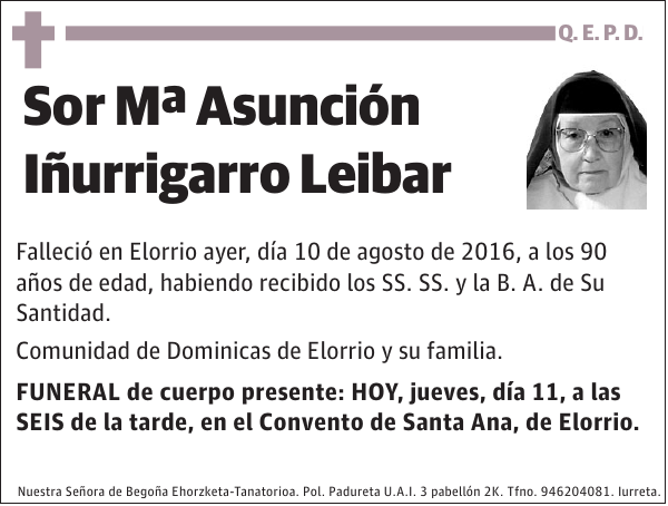 Mª Asunción Iñurrigarro Leibar