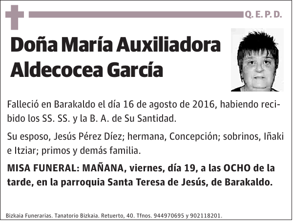 María Auxiliadora Aldecocea García