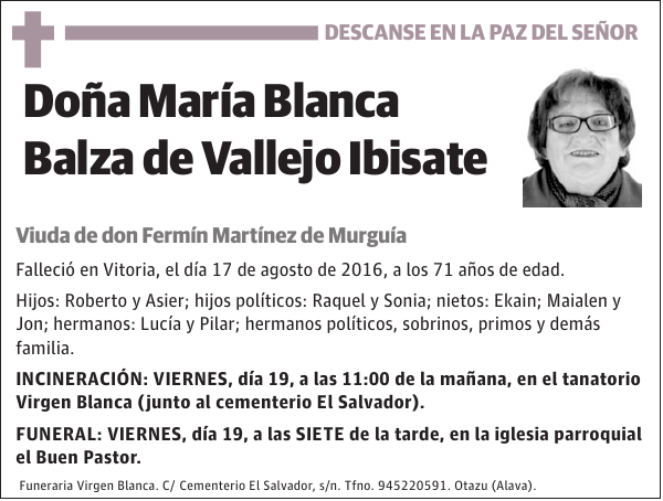 María Blanca Balza de Vallejo Ibisate