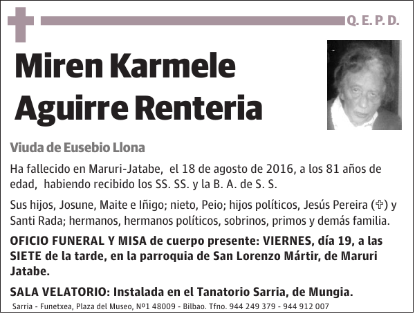 Miren Karmele Aguirre Renteria