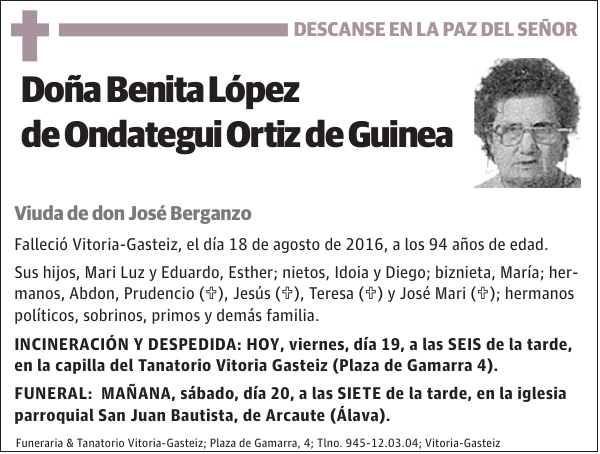 Benita López de Ondategui Ortiz de Guinea